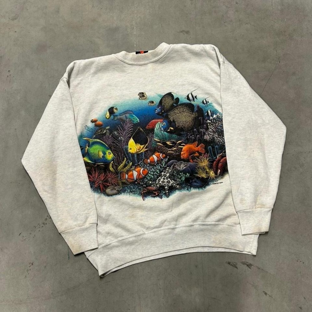 Vintage Ocean Nature All Over Print Crewneck